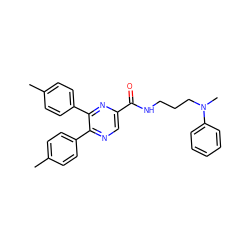 Cc1ccc(-c2ncc(C(=O)NCCCN(C)c3ccccc3)nc2-c2ccc(C)cc2)cc1 ZINC000028900255