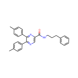 Cc1ccc(-c2ncc(C(=O)NCCCc3ccccc3)nc2-c2ccc(C)cc2)cc1 ZINC000028900241