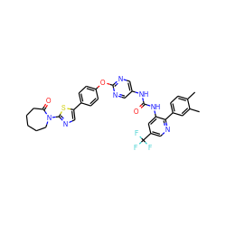 Cc1ccc(-c2ncc(C(F)(F)F)cc2NC(=O)Nc2cnc(Oc3ccc(-c4cnc(N5CCCCCC5=O)s4)cc3)nc2)cc1C ZINC000223439888