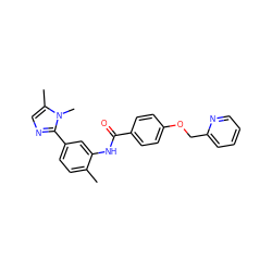 Cc1ccc(-c2ncc(C)n2C)cc1NC(=O)c1ccc(OCc2ccccn2)cc1 ZINC000043203318