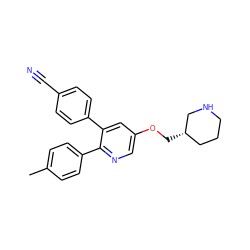 Cc1ccc(-c2ncc(OC[C@H]3CCCNC3)cc2-c2ccc(C#N)cc2)cc1 ZINC000653699580