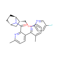 Cc1ccc(-c2ncccc2C)c(C(=O)N2[C@H]3CC[C@H]2[C@H](COc2ccc(F)cn2)C3)n1 ZINC000226078985