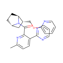 Cc1ccc(-c2ncccn2)c(C(=O)N2[C@H]3CC[C@H]2[C@H](COc2ccccn2)C3)n1 ZINC000226033380