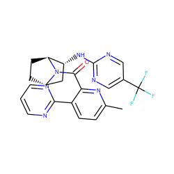 Cc1ccc(-c2ncccn2)c(C(=O)N2[C@H]3CC[C@H]2[C@H](Nc2ncc(C(F)(F)F)cn2)C3)n1 ZINC000226071696