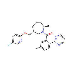 Cc1ccc(-c2ncccn2)c(C(=O)N2C[C@H](COc3ccc(F)cn3)CCC[C@H]2C)c1 ZINC000118682679