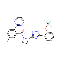 Cc1ccc(-c2ncccn2)c(C(=O)N2CC[C@H]2c2n[nH]c(-c3ccccc3OC(F)(F)F)n2)c1 ZINC001772626615