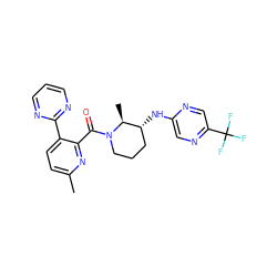 Cc1ccc(-c2ncccn2)c(C(=O)N2CCC[C@@H](Nc3cnc(C(F)(F)F)cn3)[C@@H]2C)n1 ZINC000225883043