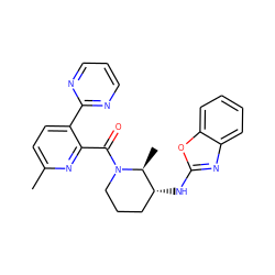 Cc1ccc(-c2ncccn2)c(C(=O)N2CCC[C@@H](Nc3nc4ccccc4o3)[C@@H]2C)n1 ZINC000225873251