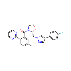 Cc1ccc(-c2ncccn2)c(C(=O)N2CCO[C@@H]2Cn2cc(-c3ccc(F)cc3)cn2)c1 ZINC000210603067