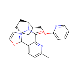 Cc1ccc(-c2ncco2)c(C(=O)N2[C@H]3CC[C@H]2[C@H](COc2ccccn2)C3)n1 ZINC000226036495