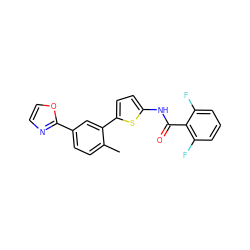 Cc1ccc(-c2ncco2)cc1-c1ccc(NC(=O)c2c(F)cccc2F)s1 ZINC000035983567