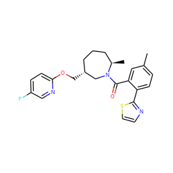 Cc1ccc(-c2nccs2)c(C(=O)N2C[C@H](COc3ccc(F)cn3)CCC[C@H]2C)c1 ZINC000118675212