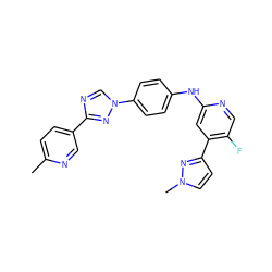 Cc1ccc(-c2ncn(-c3ccc(Nc4cc(-c5ccn(C)n5)c(F)cn4)cc3)n2)cn1 ZINC000071405026