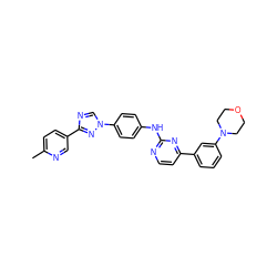 Cc1ccc(-c2ncn(-c3ccc(Nc4nccc(-c5cccc(N6CCOCC6)c5)n4)cc3)n2)cn1 ZINC000072317307