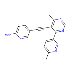 Cc1ccc(-c2ncnc(C)c2C#Cc2ccc(N)nc2)cn1 ZINC000148473086