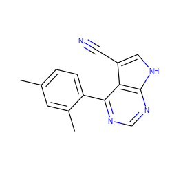 Cc1ccc(-c2ncnc3[nH]cc(C#N)c23)c(C)c1 ZINC000095576814