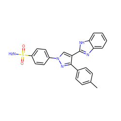 Cc1ccc(-c2nn(-c3ccc(S(N)(=O)=O)cc3)cc2-c2nc3ccccc3[nH]2)cc1 ZINC000653837620