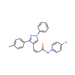 Cc1ccc(-c2nn(-c3ccccc3)cc2/C=C\C(=O)Nc2ccc(Br)cc2)cc1 ZINC000084757229