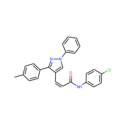 Cc1ccc(-c2nn(-c3ccccc3)cc2/C=C\C(=O)Nc2ccc(Cl)cc2)cc1 ZINC000006477736