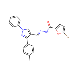 Cc1ccc(-c2nn(-c3ccccc3)cc2/C=N/NC(=O)c2ccc(Br)o2)cc1 ZINC000001209717