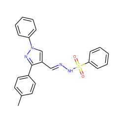 Cc1ccc(-c2nn(-c3ccccc3)cc2/C=N/NS(=O)(=O)c2ccccc2)cc1 ZINC000001202894