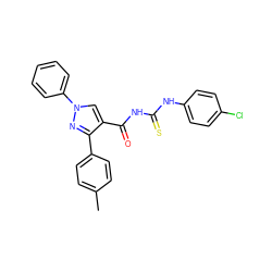 Cc1ccc(-c2nn(-c3ccccc3)cc2C(=O)NC(=S)Nc2ccc(Cl)cc2)cc1 ZINC000096937811