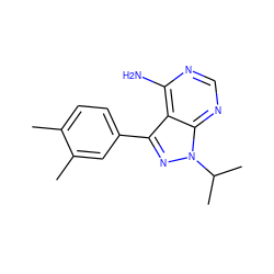 Cc1ccc(-c2nn(C(C)C)c3ncnc(N)c23)cc1C ZINC000071280732