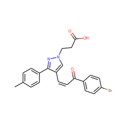 Cc1ccc(-c2nn(CCC(=O)O)cc2/C=C\C(=O)c2ccc(Br)cc2)cc1 ZINC000013124849