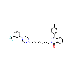 Cc1ccc(-c2nn(CCCCCCCN3CCN(c4cccc(C(F)(F)F)c4)CC3)c(=O)c3ccccc23)cc1 ZINC000034801011