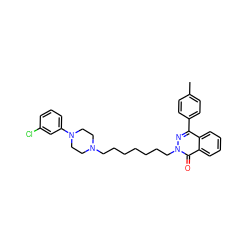 Cc1ccc(-c2nn(CCCCCCCN3CCN(c4cccc(Cl)c4)CC3)c(=O)c3ccccc23)cc1 ZINC000034801013