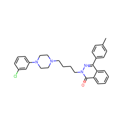 Cc1ccc(-c2nn(CCCCN3CCN(c4cccc(Cl)c4)CC3)c(=O)c3ccccc23)cc1 ZINC000034801019