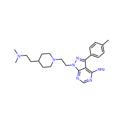 Cc1ccc(-c2nn(CCN3CCC(CCN(C)C)CC3)c3ncnc(N)c23)cc1 ZINC000653905131