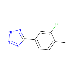 Cc1ccc(-c2nn[nH]n2)cc1Cl ZINC000000089812