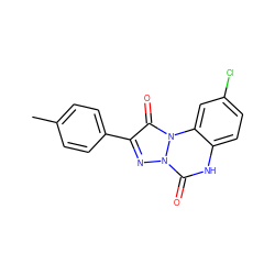 Cc1ccc(-c2nn3c(=O)[nH]c4ccc(Cl)cc4n3c2=O)cc1 ZINC000013642902