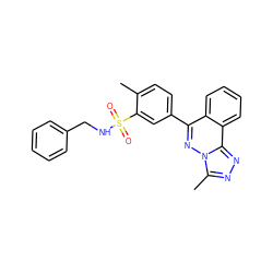 Cc1ccc(-c2nn3c(C)nnc3c3ccccc23)cc1S(=O)(=O)NCc1ccccc1 ZINC000001061621