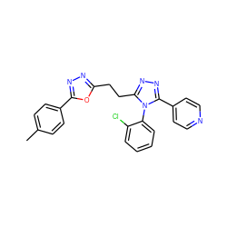 Cc1ccc(-c2nnc(CCc3nnc(-c4ccncc4)n3-c3ccccc3Cl)o2)cc1 ZINC000095581309