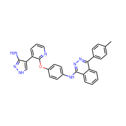 Cc1ccc(-c2nnc(Nc3ccc(Oc4ncccc4-c4c[nH]nc4N)cc3)c3ccccc23)cc1 ZINC000066101262