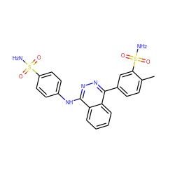 Cc1ccc(-c2nnc(Nc3ccc(S(N)(=O)=O)cc3)c3ccccc23)cc1S(N)(=O)=O ZINC000002064546