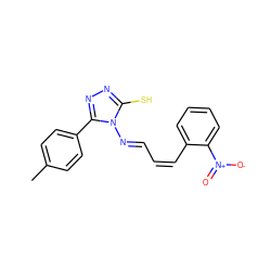 Cc1ccc(-c2nnc(S)n2/N=C/C=C\c2ccccc2[N+](=O)[O-])cc1 ZINC000004754789