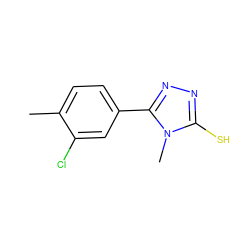 Cc1ccc(-c2nnc(S)n2C)cc1Cl ZINC000005730615