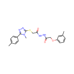 Cc1ccc(-c2nnc(SCC(=O)NNC(=O)COc3cccc(C)c3)n2C)cc1 ZINC000002074568