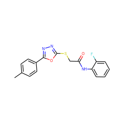 Cc1ccc(-c2nnc(SCC(=O)Nc3ccccc3F)o2)cc1 ZINC000000361479