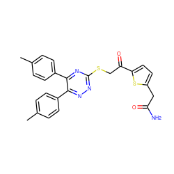 Cc1ccc(-c2nnc(SCC(=O)c3ccc(CC(N)=O)s3)nc2-c2ccc(C)cc2)cc1 ZINC000012923736