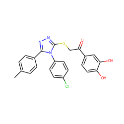 Cc1ccc(-c2nnc(SCC(=O)c3ccc(O)c(O)c3)n2-c2ccc(Cl)cc2)cc1 ZINC000001237385