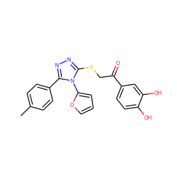 Cc1ccc(-c2nnc(SCC(=O)c3ccc(O)c(O)c3)n2-c2ccco2)cc1 ZINC000043013580