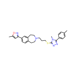 Cc1ccc(-c2nnc(SCCCN3CCc4ccc(-c5cc(C)on5)cc4CC3)n2C)cc1 ZINC000028712467