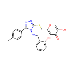 Cc1ccc(-c2nnc(SCc3cc(=O)c(O)co3)n2NCc2ccccc2O)cc1 ZINC001772625314