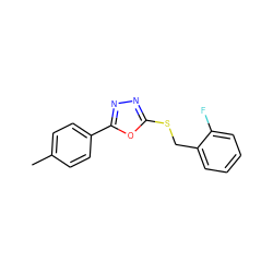 Cc1ccc(-c2nnc(SCc3ccccc3F)o2)cc1 ZINC000000199298