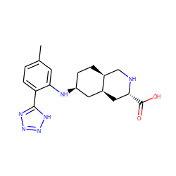 Cc1ccc(-c2nnn[nH]2)c(N[C@H]2CC[C@H]3CN[C@H](C(=O)O)C[C@H]3C2)c1 ZINC000103279933