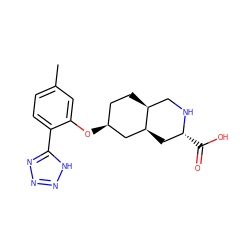 Cc1ccc(-c2nnn[nH]2)c(O[C@H]2CC[C@H]3CN[C@H](C(=O)O)C[C@H]3C2)c1 ZINC000034336306